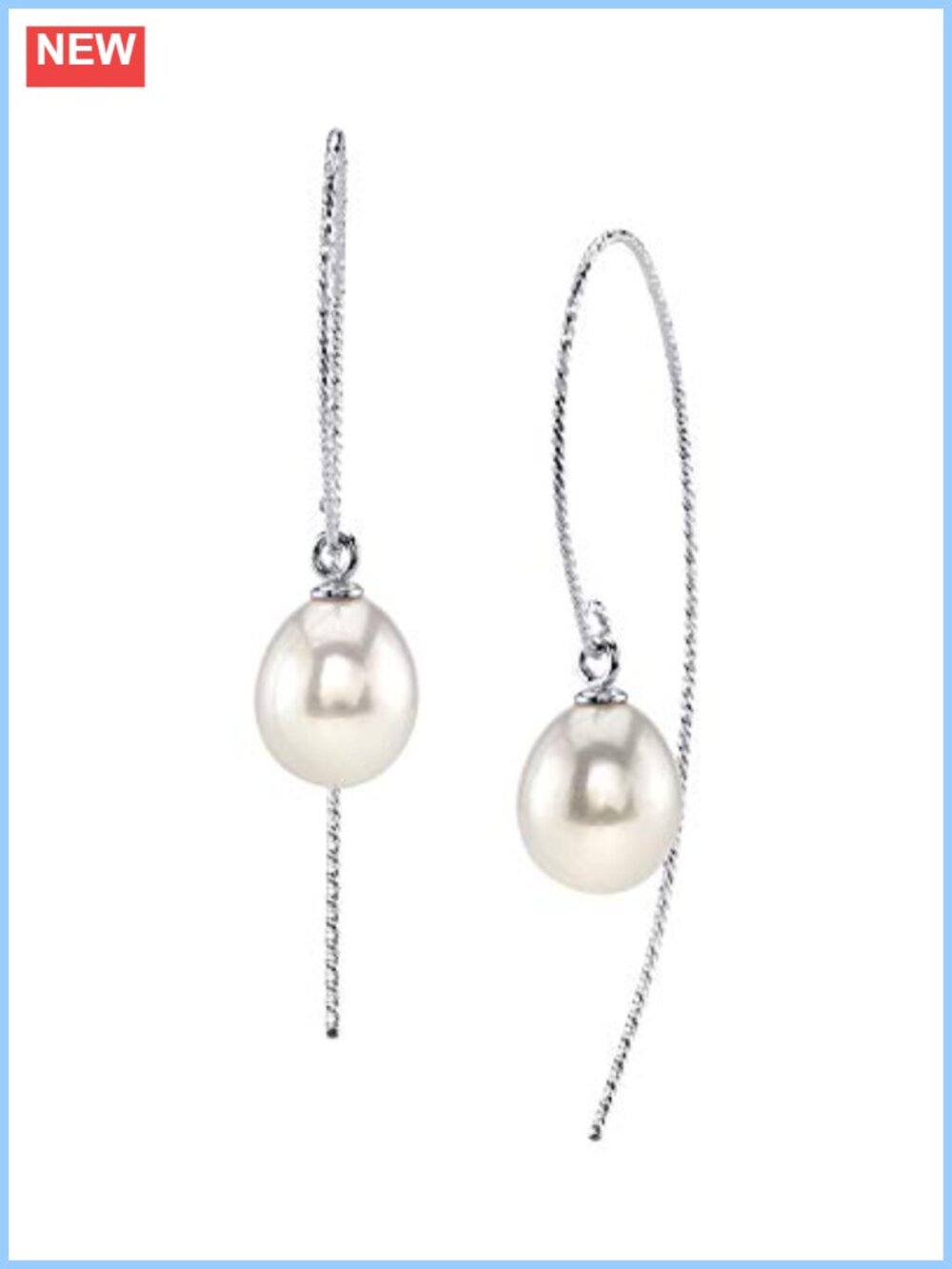 Sterling Silver Freshwater Pearl Drop Dangle Earrings Women Gift